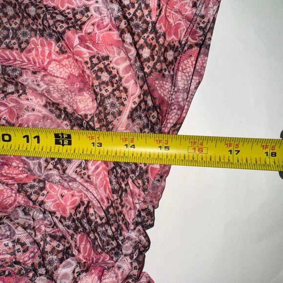 Anthropologie The Maya Ruched Cowl-Neck Mesh Midi Dress | NWT | Medium | Pink Fl - Picture 9 of 10